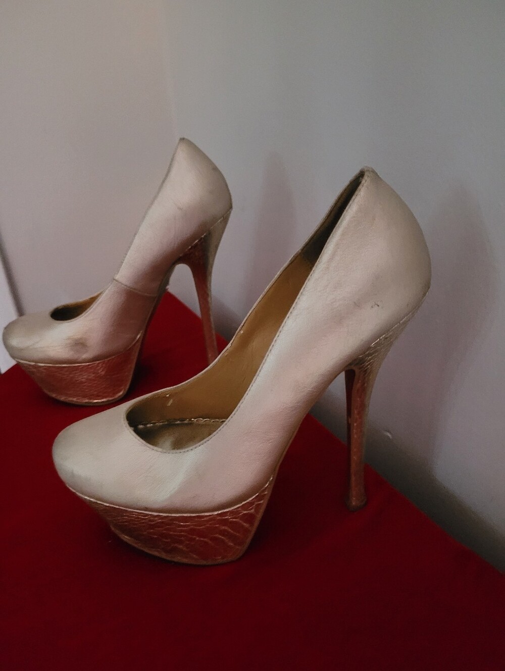 Bebe Women's Metallic Gold Platform High Heels